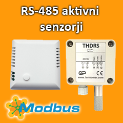 RS 485 modbus protokol senzor temperature vlage osveljenosti CO2 kvalitete zraka